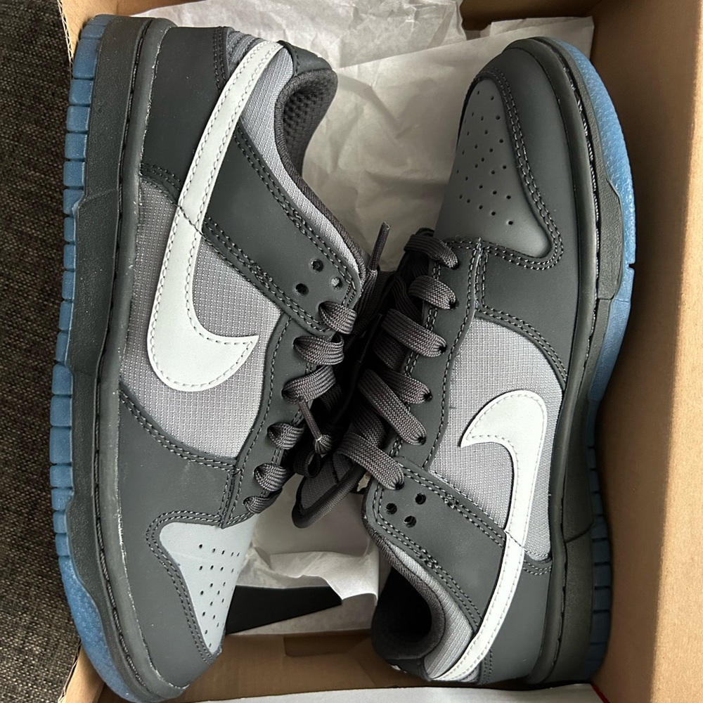 Nike Dunk low Gray, Blue and White Sneakers